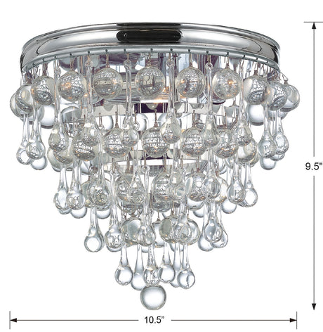 Calypso 3 Light Crystal Teardrop Polished Chrome Flush Mount 135-CH