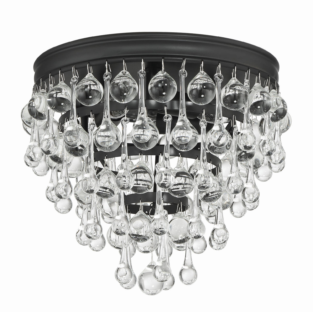 Calypso 3 Light Crystal Teardrop Polished Chrome Flush Mount 135-CH