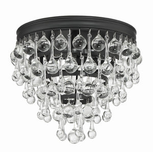 Calypso 3 Light Crystal Teardrop Polished Chrome Flush Mount 135-CH