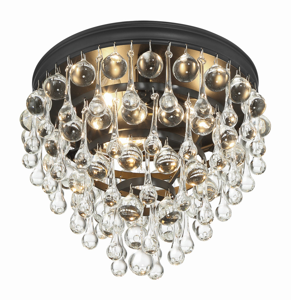 Calypso 3 Light Crystal Teardrop Polished Chrome Flush Mount 135-CH