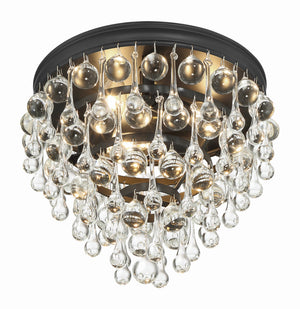 Calypso 3 Light Crystal Teardrop Polished Chrome Flush Mount 135-CH