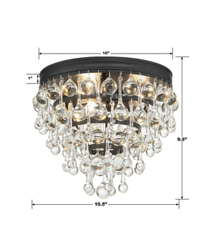 Calypso 3 Light Crystal Teardrop Polished Chrome Flush Mount 135-CH