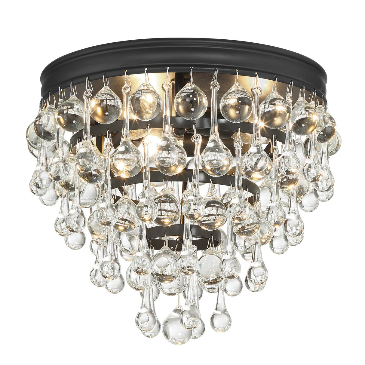 Calypso 3 Light Crystal Teardrop Polished Chrome Flush Mount 135-CH