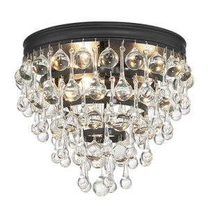 Calypso 3 Light Crystal Teardrop Polished Chrome Flush Mount 135-CH