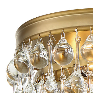 Calypso 3 Light Crystal Teardrop Polished Chrome Flush Mount 135-CH