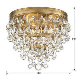 Calypso 3 Light Crystal Teardrop Polished Chrome Flush Mount 135-CH