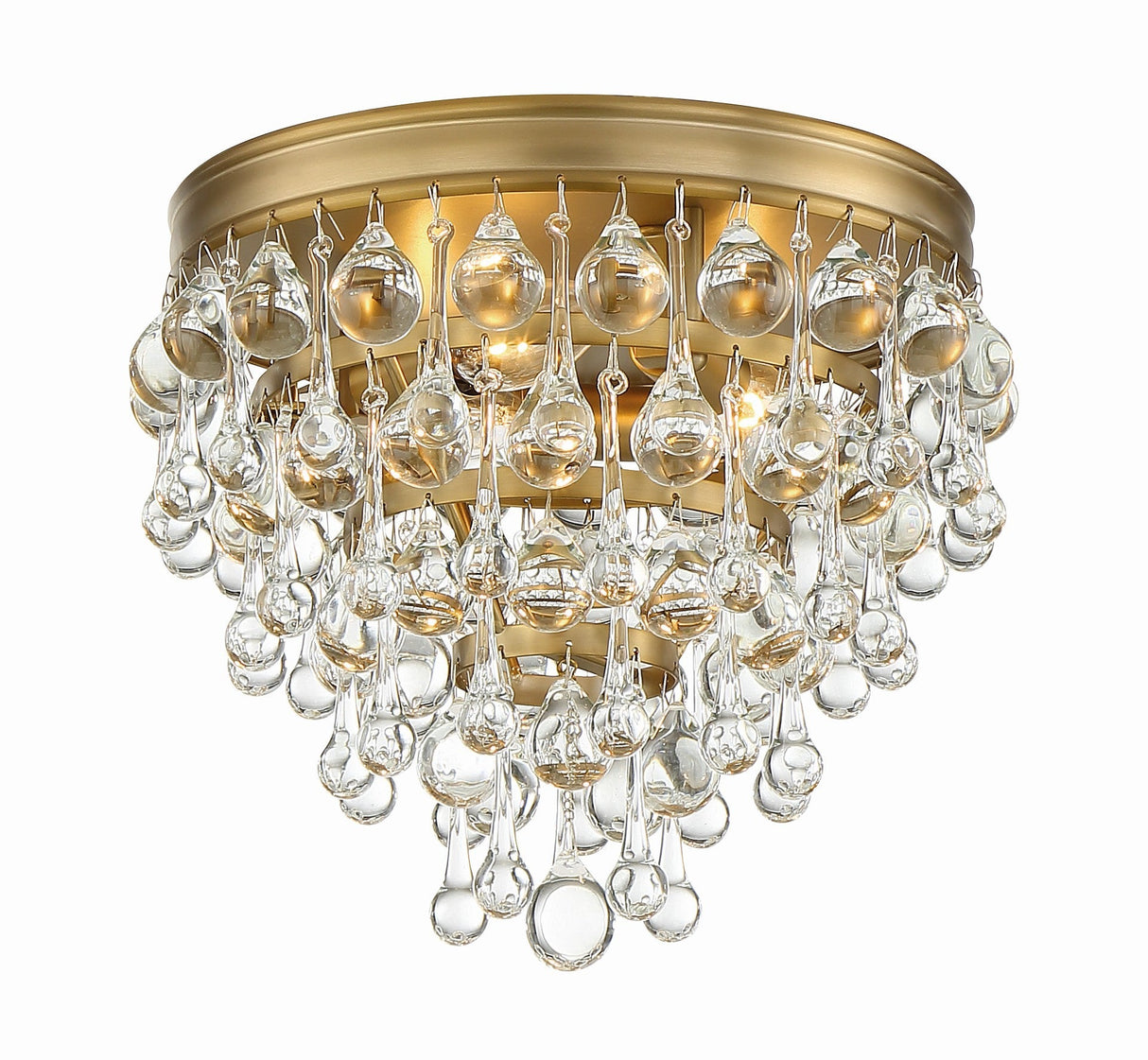Calypso 3 Light Crystal Teardrop Polished Chrome Flush Mount 135-CH