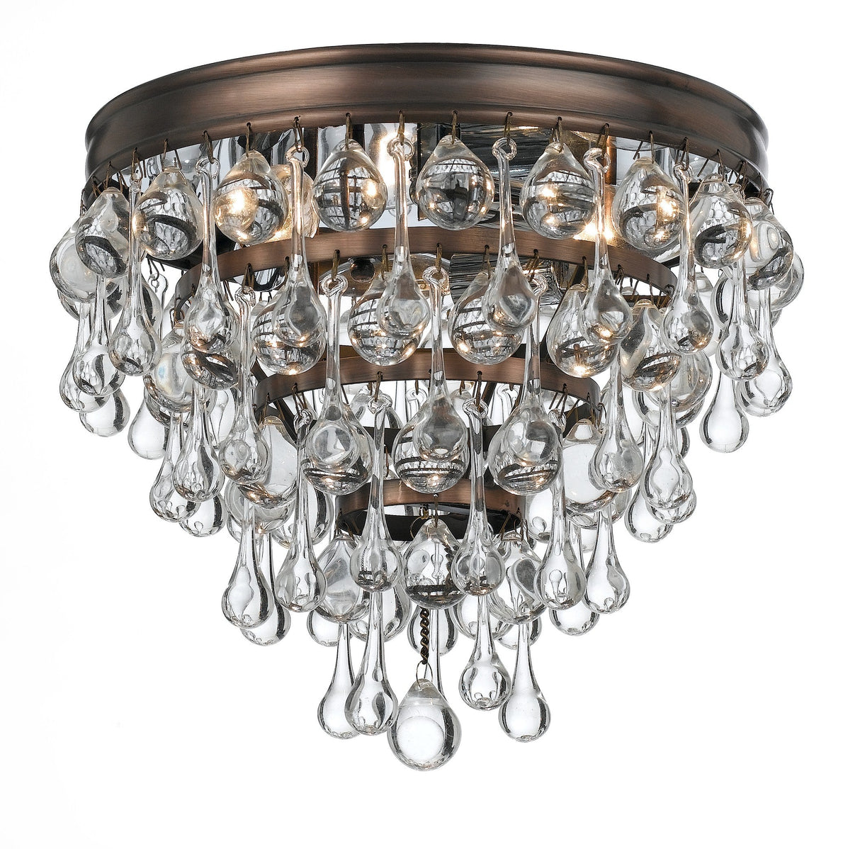 Calypso 3 Light Crystal Teardrop Polished Chrome Flush Mount 135-CH
