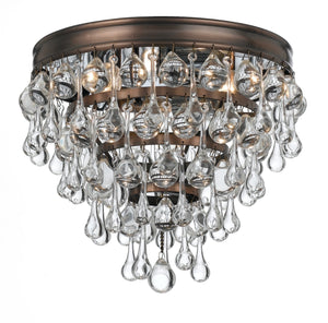 Calypso 3 Light Crystal Teardrop Polished Chrome Flush Mount 135-CH