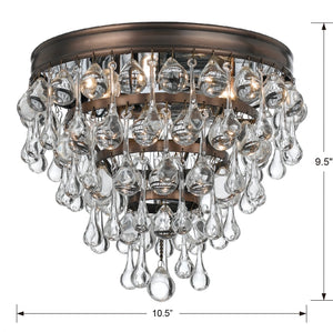 Calypso 3 Light Crystal Teardrop Polished Chrome Flush Mount 135-CH