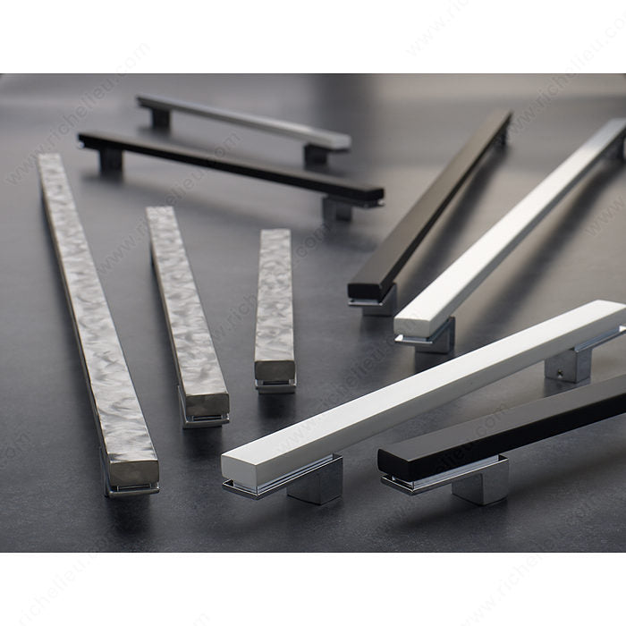 Richelieu 6112300272 Modern Metal Pull - 6112 & 6131, Industrial Stainless Steel, Appliance Pulls, 11 3/4 in, 17 1/8 in, 1 3/16 in, M5 (Kit and Screw Included)