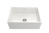 BOCCHI 1356-001-0120 Contempo Apron Front Fireclay 27 in. Single Bowl Kitchen Sink with Protective Bottom Grid and Strainer in White