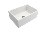 BOCCHI 1356-002-0120 Contempo Apron Front Fireclay 27 in. Single Bowl Kitchen Sink with Protective Bottom Grid and Strainer in Matte White