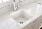 BOCCHI 1359-014-0120 Sotto Dual-mount Fireclay 18 in. Single Bowl Bar Sink with Protective Bottom Grid and Strainer in Biscuit