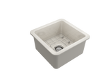 BOCCHI 1359-014-0120 Sotto Dual-mount Fireclay 18 in. Single Bowl Bar Sink with Protective Bottom Grid and Strainer in Biscuit