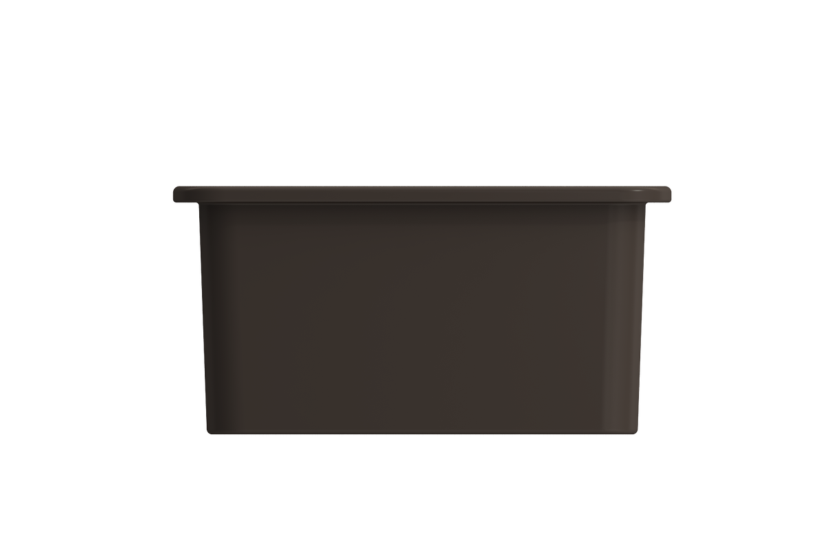 BOCCHI 1359-025-0120 Sotto Dual-mount Fireclay 18 in. Single Bowl Bar Sink with Protective Bottom Grid and Strainer in Matte Brown