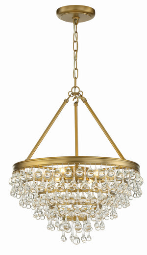 Calypso 6 Light Crystal Teardrop Vibrant Gold Chandelier 136-VG