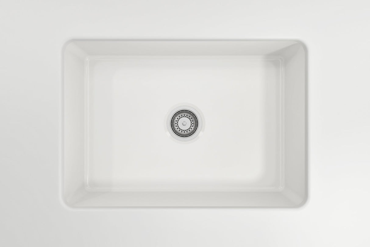 BOCCHI 1360-001-KIT1 Kit: 1360 Sotto Dual-mount Fireclay 27 in. Single Bowl Kitchen Sink with Protective Bottom Grid and Strainer & Workstation Accessories