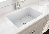 BOCCHI 1360-002-0120 Sotto Dual-mount Fireclay 27 in. Single Bowl Kitchen Sink with Protective Bottom Grid and Strainer in Matte White