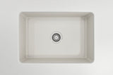 BOCCHI 1360-014-0120 Sotto Dual-mount Fireclay 27 in. Single Bowl Kitchen Sink with Protective Bottom Grid and Strainer in Biscuit