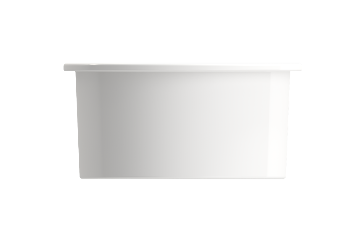 BOCCHI 1361-001-0120 Sotto Round Dual-mount Fireclay 18.5 in. Single Bowl Bar Sink with Protective Bottom Grid and Strainer in White