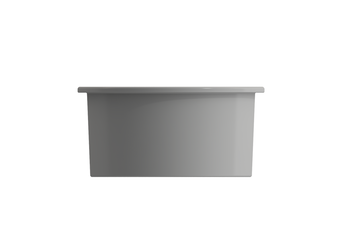 BOCCHI 1361-006-0120 Sotto Round Dual-mount Fireclay 18.5 in. Single Bowl Bar Sink with Protective Bottom Grid and Strainer in Matte Gray