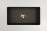 BOCCHI 1362-025-0120 Sotto Dual-mount Fireclay 32 in. Single Bowl Kitchen Sink with Protective Bottom Grid and Strainer in Matte Brown