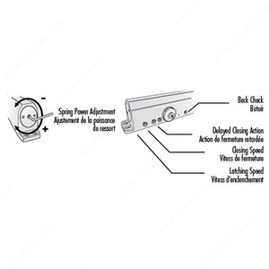 Richelieu 9016CSAL 9016 Series Adjustable Power Door Closer, Door Stop, Not Fire Rated