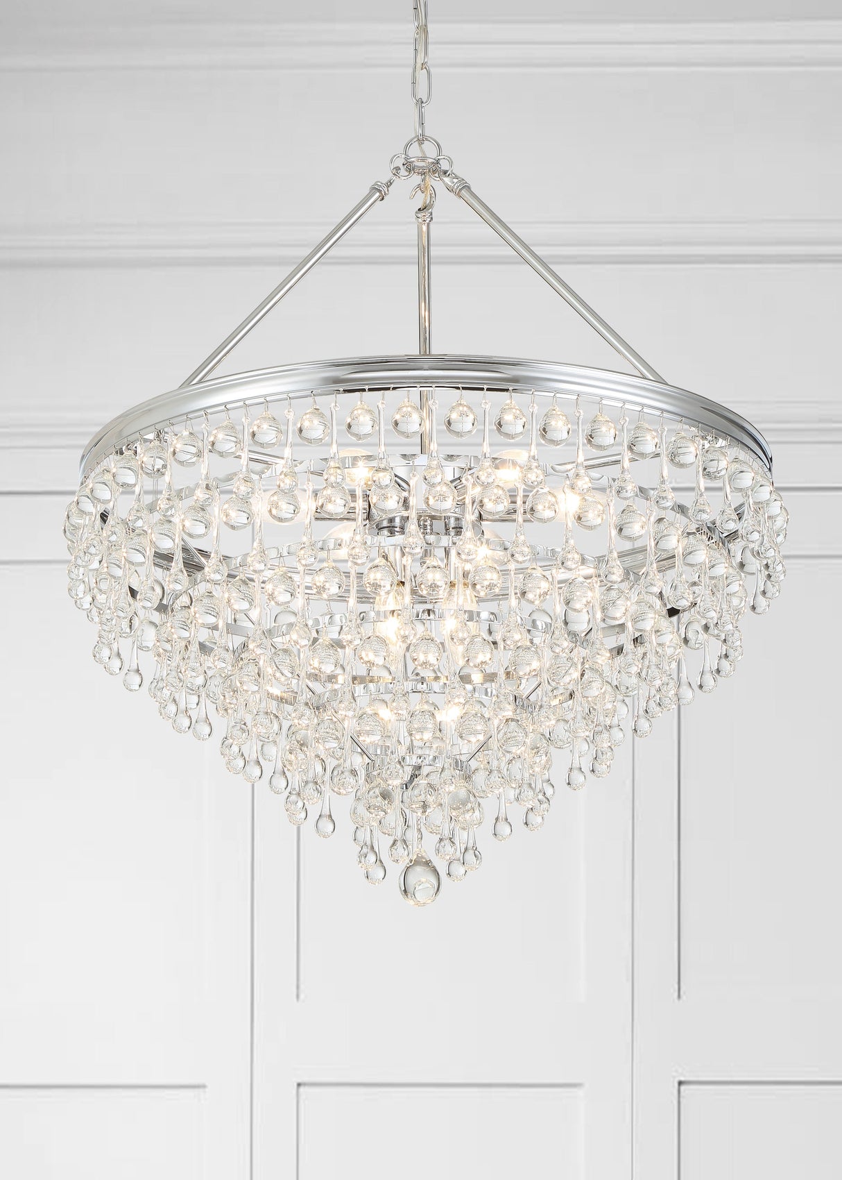 Calypso 8 Light Crystal Teardrop Polished Chrome Chandelier 137-CH