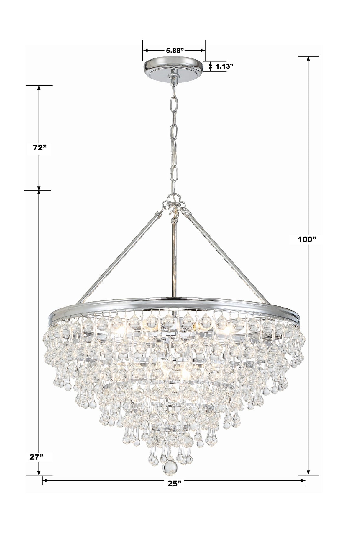 Calypso 8 Light Crystal Teardrop Polished Chrome Chandelier 137-CH