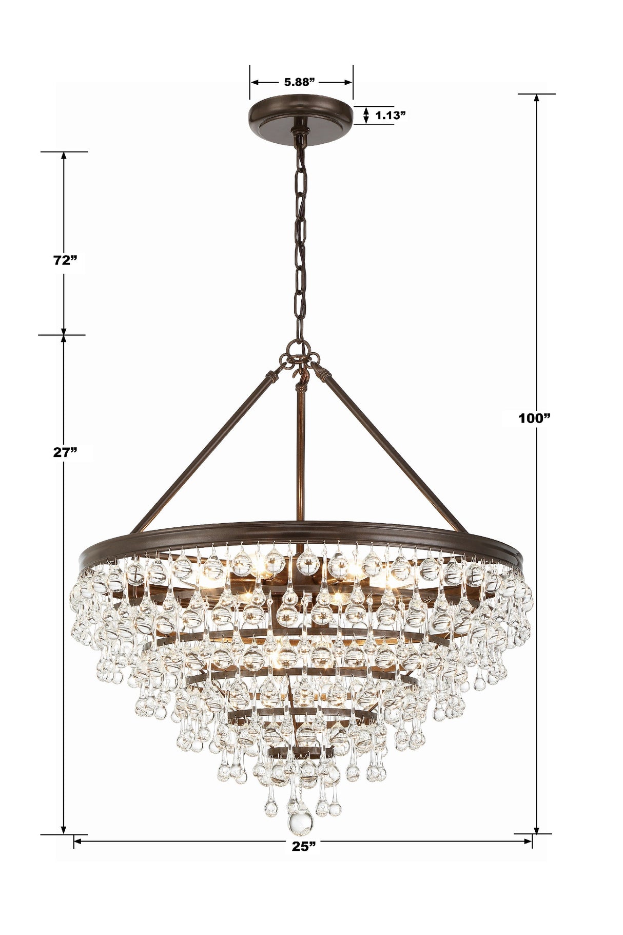 Calypso 8 Light Crystal Teardrop Polished Chrome Chandelier 137-CH