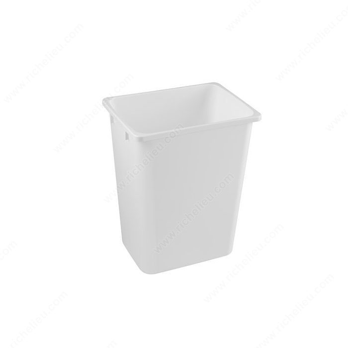 Richelieu 5102530 K-Waste Bin, White, 28 qt, 1 x 28 qt (26.5 L), 18 1/4 in, 10 5/8 in, 10 5/8 in