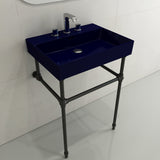 BOCCHI 1376-010-0127 Milano Wall-Mounted Sink Fireclay 24 in. 3-Hole with Overflow in Sapphire Blue