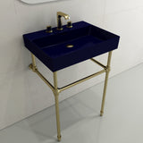 BOCCHI 1376-010-0127 Milano Wall-Mounted Sink Fireclay 24 in. 3-Hole with Overflow in Sapphire Blue