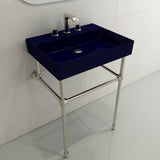 BOCCHI 1376-010-0127 Milano Wall-Mounted Sink Fireclay 24 in. 3-Hole with Overflow in Sapphire Blue