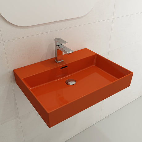 BOCCHI 1376-012-0126 Milano Wall-Mounted Sink Fireclay 24 in. 1-Hole with Overflow in Orange