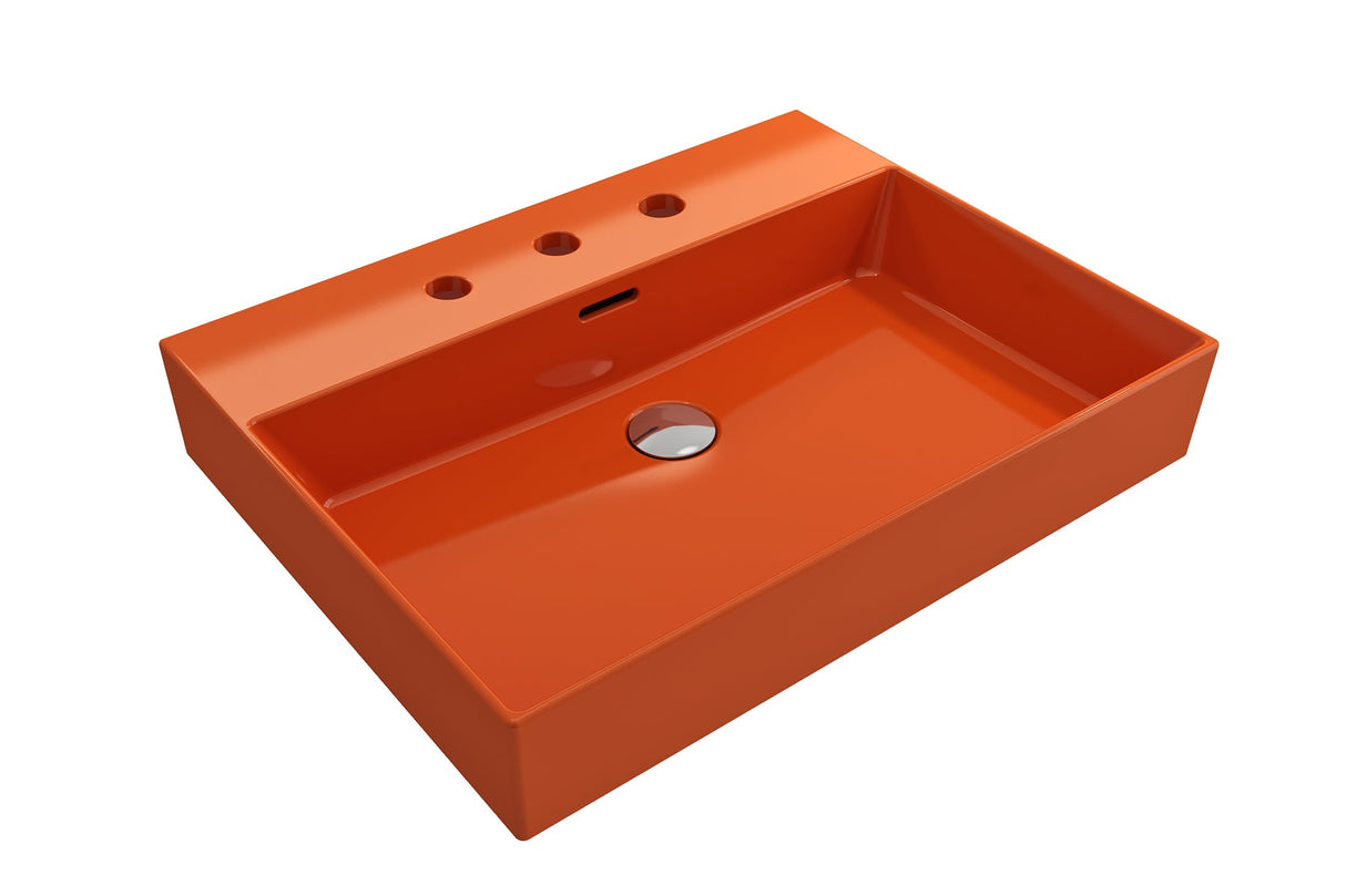 BOCCHI 1376-012-0127 Milano Wall-Mounted Sink Fireclay 24 in. 3-Hole with Overflow in Orange