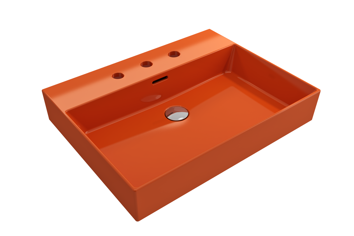 BOCCHI 1376-012-0127 Milano Wall-Mounted Sink Fireclay 24 in. 3-Hole with Overflow in Orange