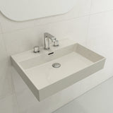 BOCCHI 1376-014-0127 Milano Wall-Mounted Sink Fireclay 24 in. 3-Hole with Overflow in Biscuit