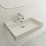 BOCCHI 1376-014-0127 Milano Wall-Mounted Sink Fireclay 24 in. 3-Hole with Overflow in Biscuit