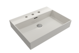 BOCCHI 1376-014-0127 Milano Wall-Mounted Sink Fireclay 24 in. 3-Hole with Overflow in Biscuit