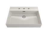 BOCCHI 1376-014-0127 Milano Wall-Mounted Sink Fireclay 24 in. 3-Hole with Overflow in Biscuit