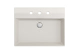 BOCCHI 1376-014-0127 Milano Wall-Mounted Sink Fireclay 24 in. 3-Hole with Overflow in Biscuit