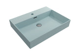 BOCCHI 1376-029-0126 Milano Wall-Mounted Sink Fireclay 24 in. 1-Hole with Overflow in Matte Ice Blue