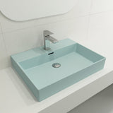 BOCCHI 1376-029-0126 Milano Wall-Mounted Sink Fireclay 24 in. 1-Hole with Overflow in Matte Ice Blue