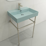 BOCCHI 1376-029-0126 Milano Wall-Mounted Sink Fireclay 24 in. 1-Hole with Overflow in Matte Ice Blue