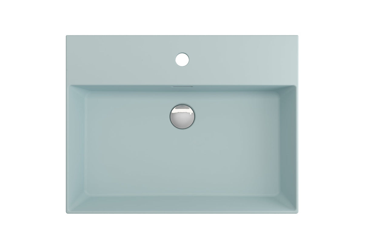 BOCCHI 1376-029-0126 Milano Wall-Mounted Sink Fireclay 24 in. 1-Hole with Overflow in Matte Ice Blue