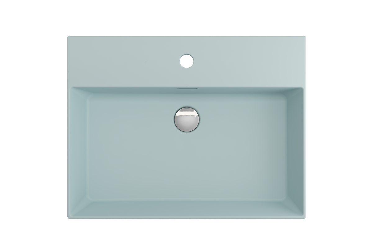 BOCCHI 1376-029-0126 Milano Wall-Mounted Sink Fireclay 24 in. 1-Hole with Overflow in Matte Ice Blue