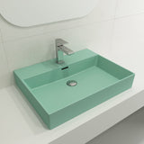 BOCCHI 1376-033-0126 Milano Wall-Mounted Sink Fireclay 24 in. 1-Hole with Overflow in Matte Mint Green