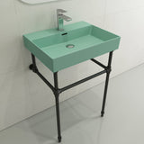 BOCCHI 1376-033-0126 Milano Wall-Mounted Sink Fireclay 24 in. 1-Hole with Overflow in Matte Mint Green